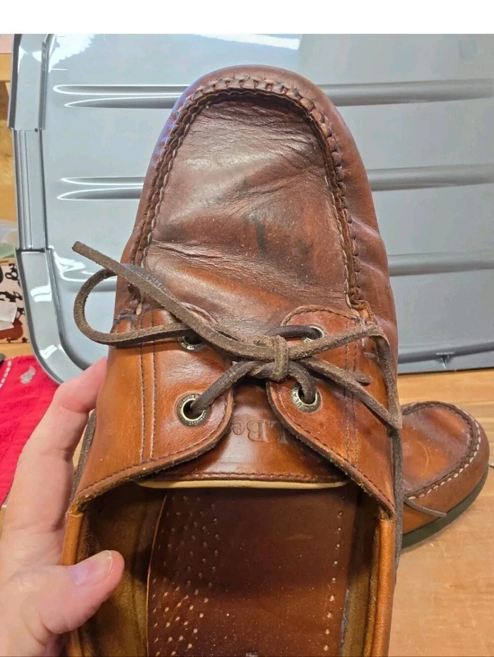 LL Bean Boat Shoes Mens 13D Brown Leather Casco Bay Moccasin Loafers Casual